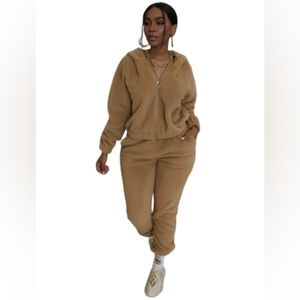 W Set Oversized Teddy Pants Set Women's